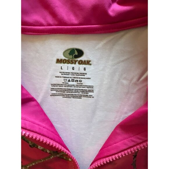 NWT Mossy Oak Cadet Collar 1/4 Zip Pink Camo Long-Sleeve Pullover Size L - Picture 3 of 5